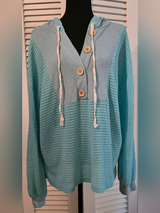BiBi Sweaters - Oversized BiBi Waffle Knit Hoodie-Top